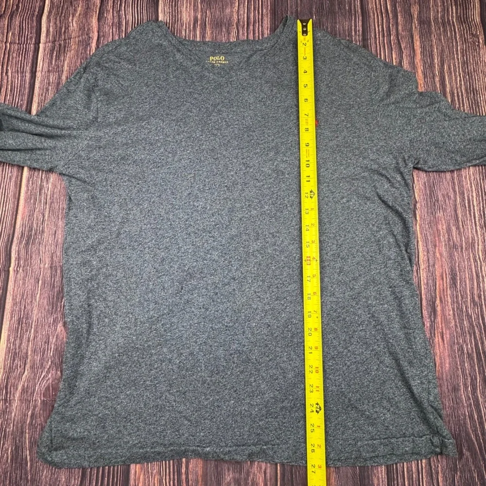 Polo Ralph Lauren Shirt Large Grey Cotton Preppy Long Sleeve Crew Neck Tee L